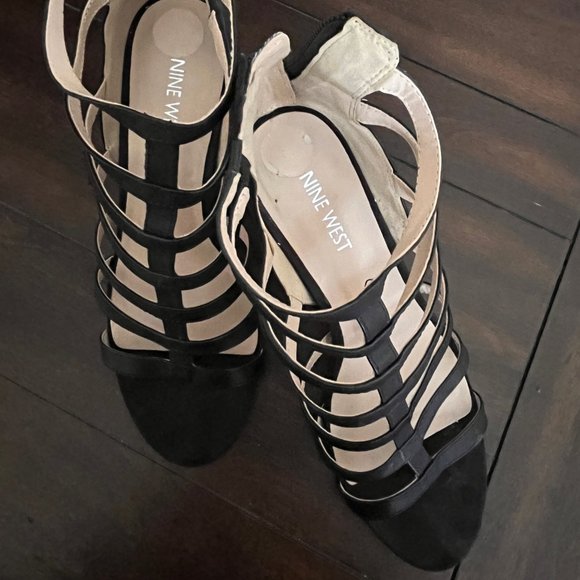 Nine West Gladiator Cage Ankle Booties - Black - 8M - Picture 3 of 6